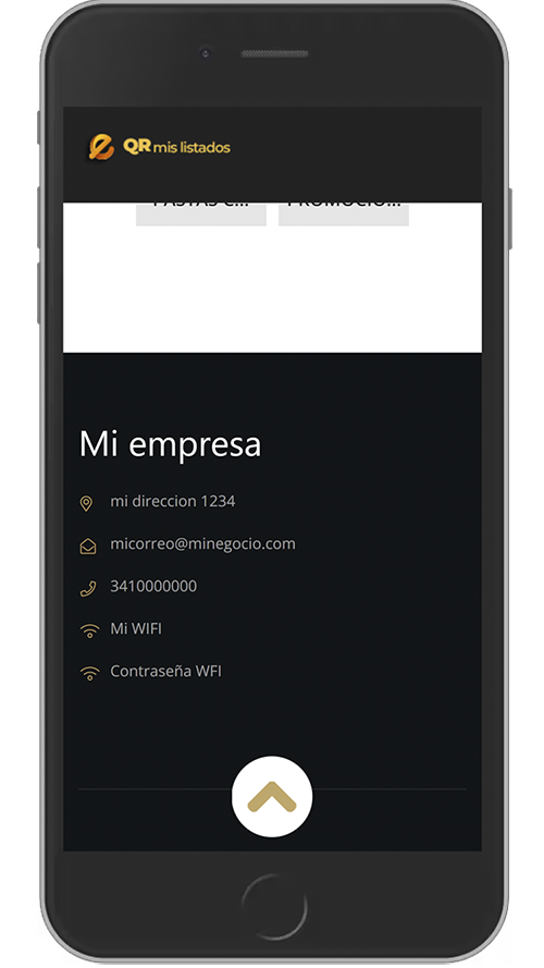 Información en los footers de cada listados